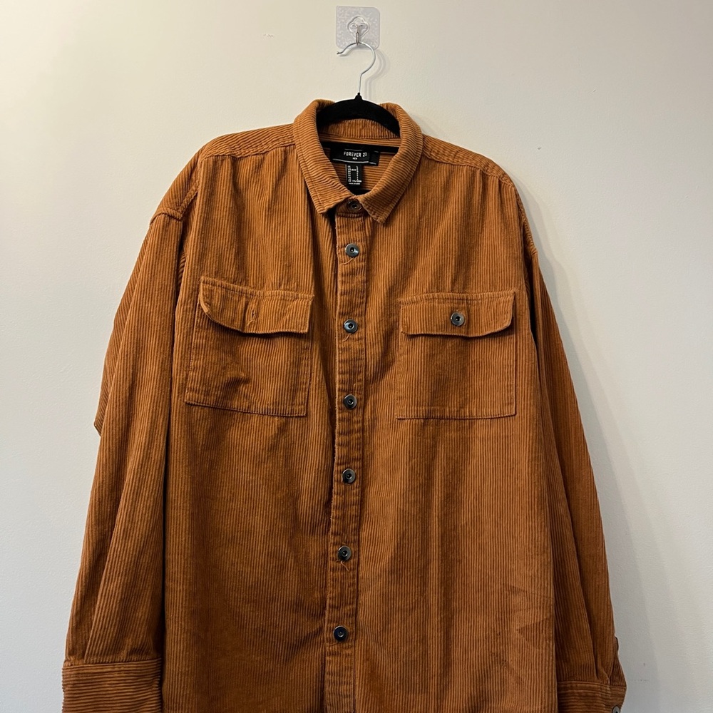 Forever 21 Men's Corduroy Shirt Jacket in Rust